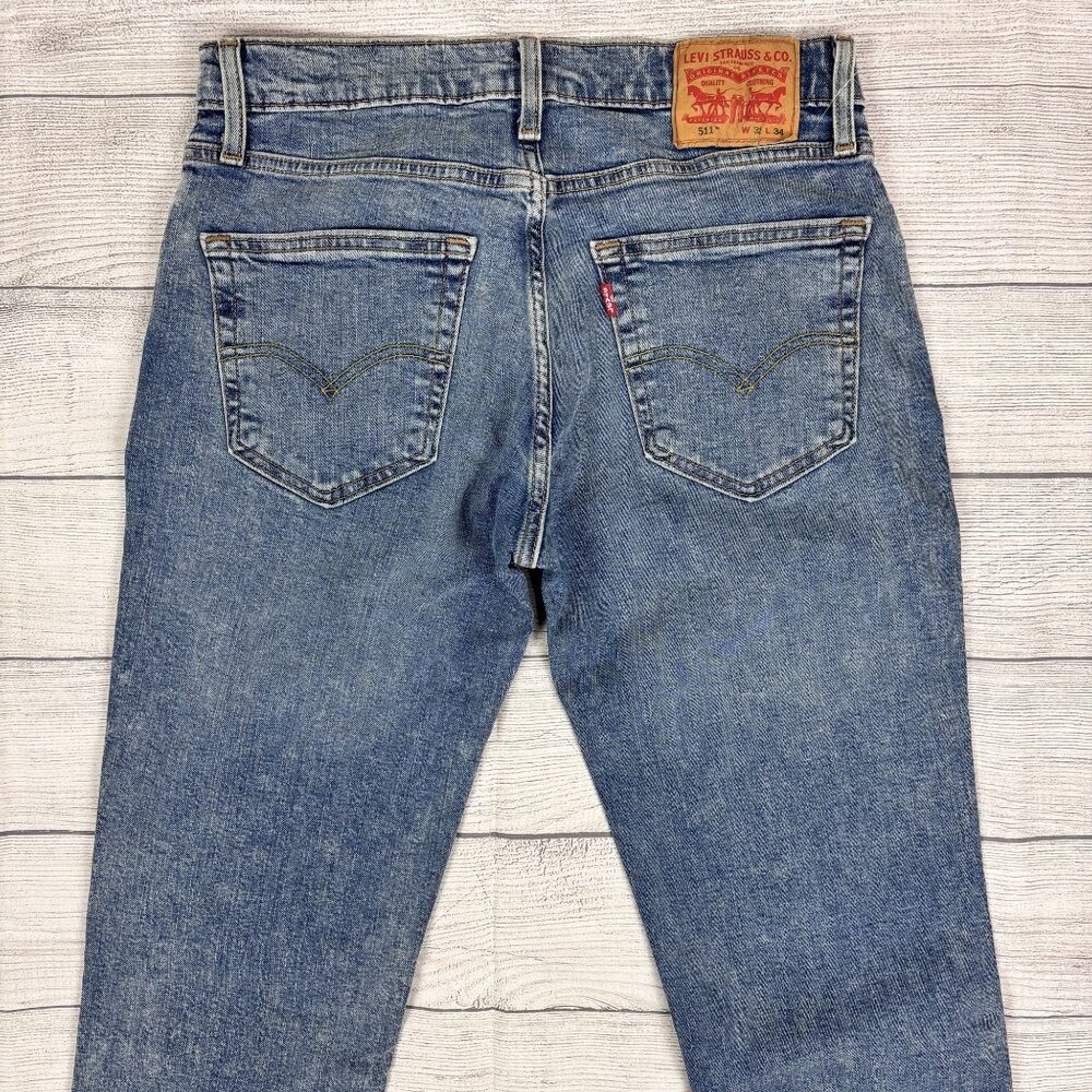 Levis Mens 511 Slim Fit Denim Jeans W32 L34 Medium Wash Cotton - Picture 9 of 16